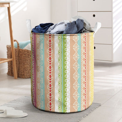 Nigerian Aso Oke African Ethnic Stripes Laundry Basket