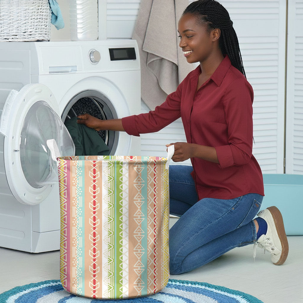 Nigerian Aso Oke African Ethnic Stripes Laundry Basket