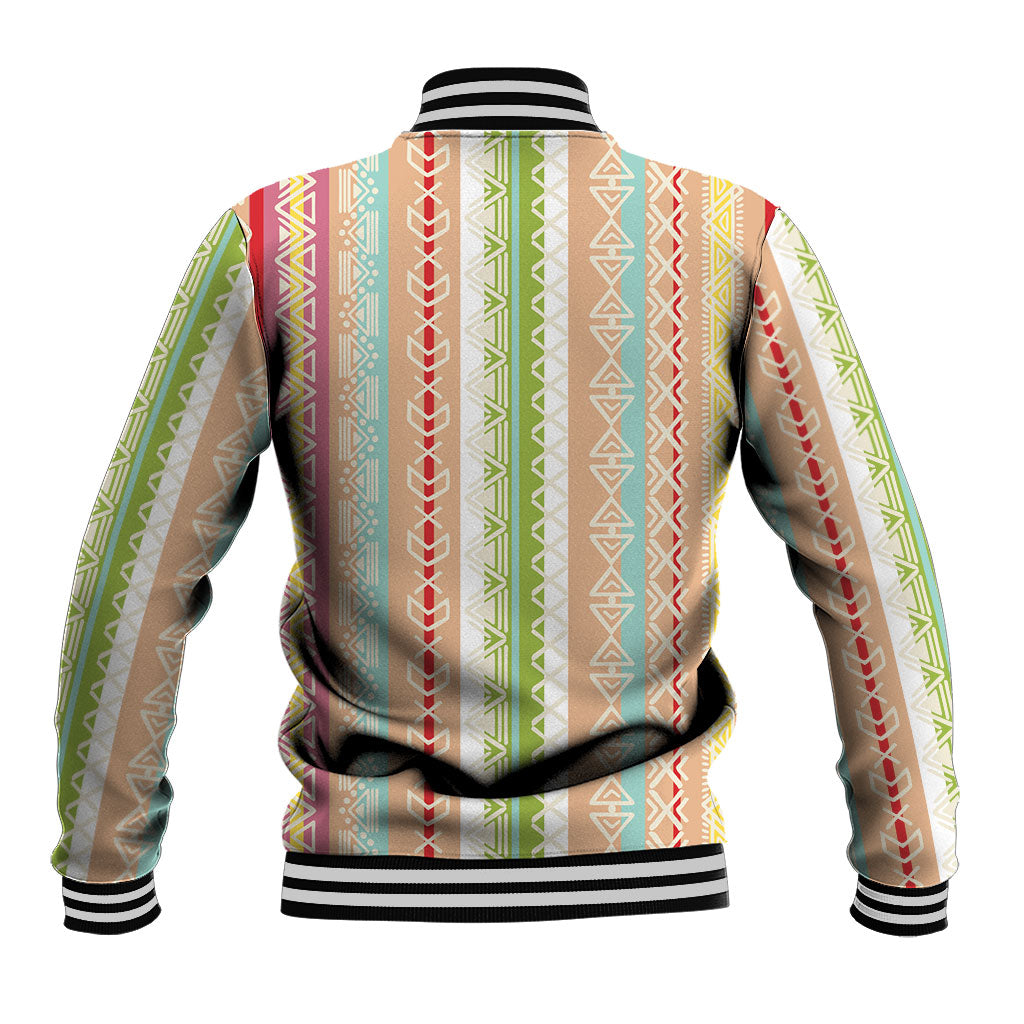 Nigerian Aso Oke African Ethnic Stripes Baseball Jacket