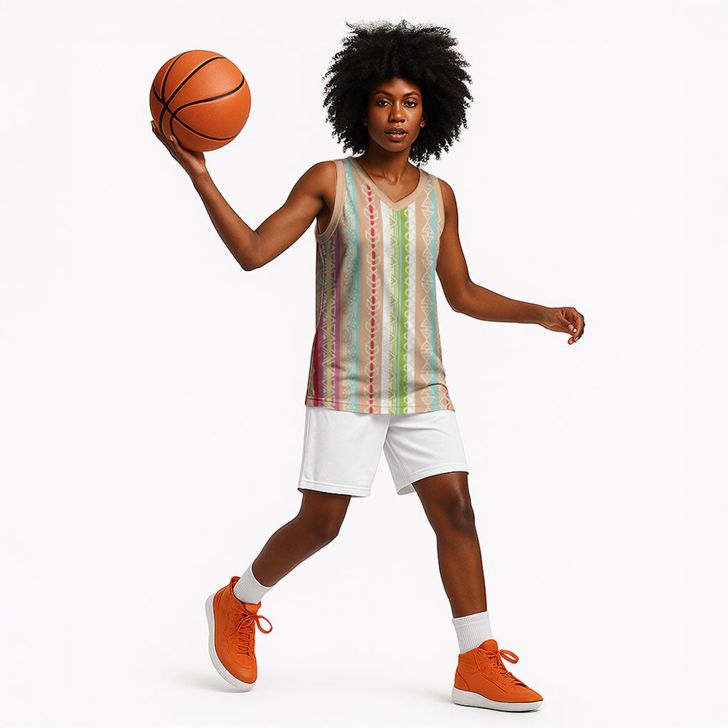 Nigerian Aso Oke African Ethnic Stripes Basketball Jersey