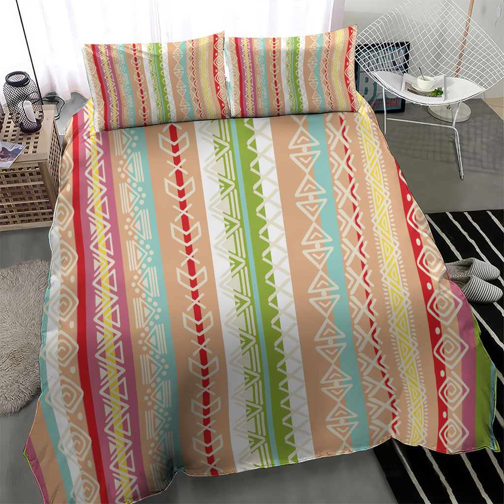 Nigerian Aso Oke African Ethnic Stripes Bedding Set