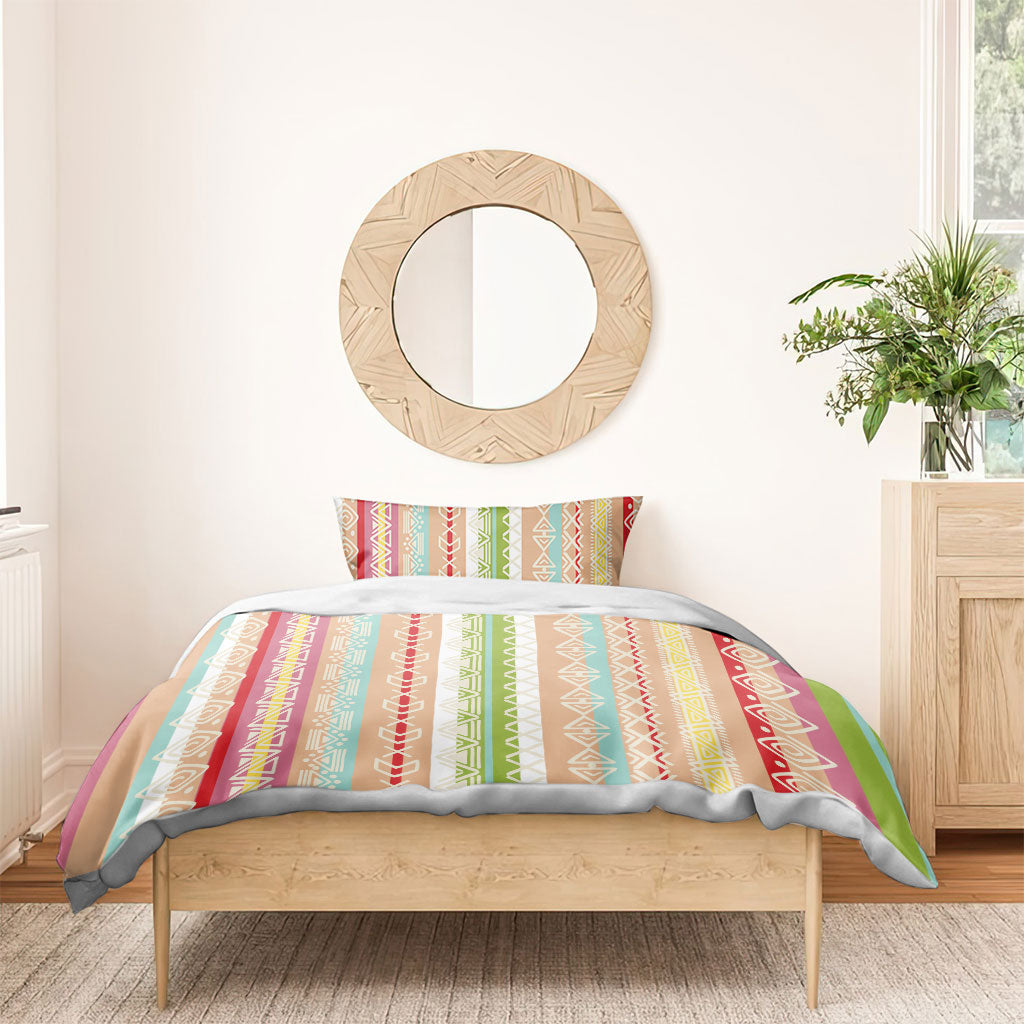 Nigerian Aso Oke African Ethnic Stripes Bedding Set