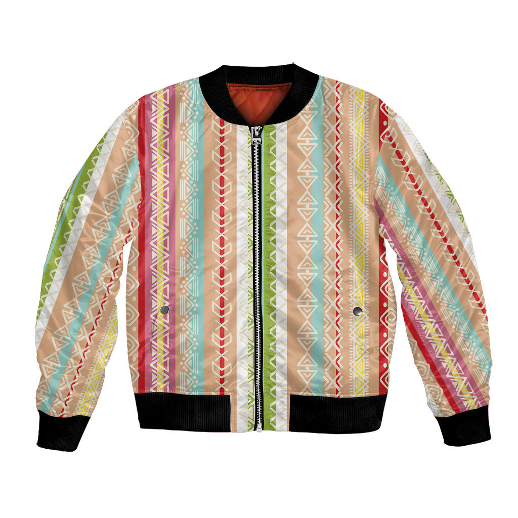 Nigerian Aso Oke African Ethnic Stripes Bomber Jacket