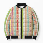 Nigerian Aso Oke African Ethnic Stripes Bomber Puffer Jacket