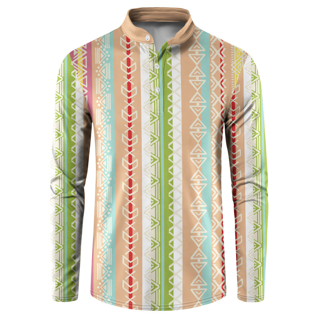 Nigerian Aso Oke African Ethnic Stripes Button Sweatshirt