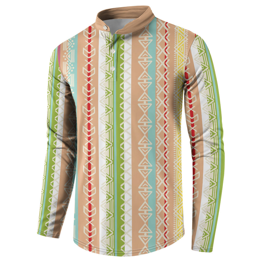Nigerian Aso Oke African Ethnic Stripes Button Sweatshirt
