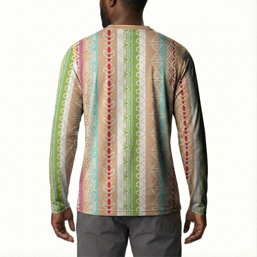 Nigerian Aso Oke African Ethnic Stripes Button Sweatshirt