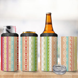 Nigerian Aso Oke African Ethnic Stripes 4 in 1 Can Cooler Tumbler