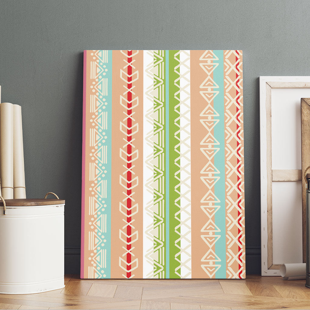 Nigerian Aso Oke African Ethnic Stripes Canvas Wall Art