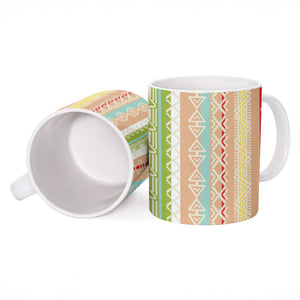 Nigerian Aso Oke African Ethnic Stripes Ceramic Mug