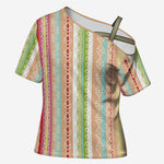 Nigerian Aso Oke African Ethnic Stripes Cross Shoulder Shirt