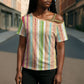 Nigerian Aso Oke African Ethnic Stripes Cross Shoulder Shirt