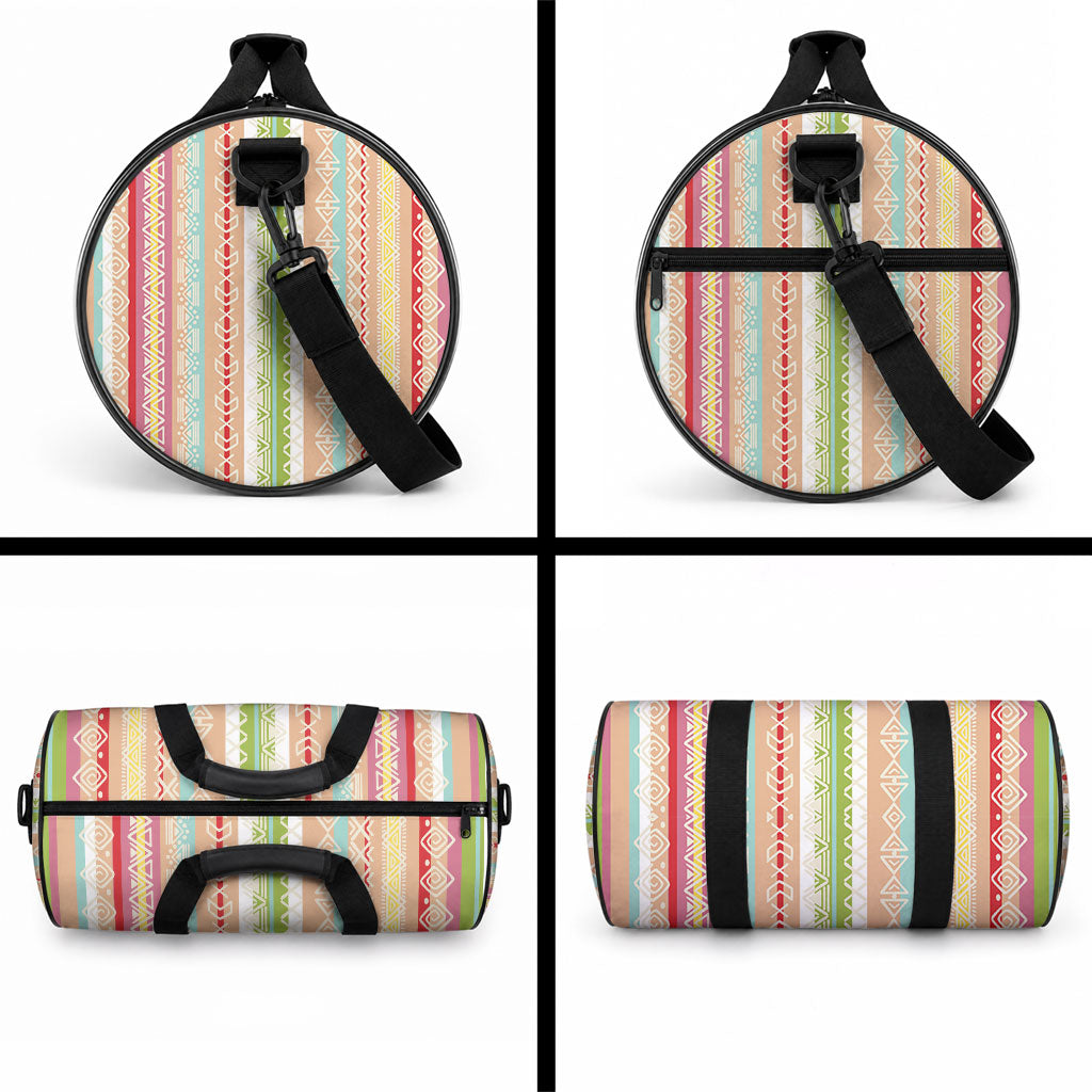 Nigerian Aso Oke African Ethnic Stripes Duffle Bag