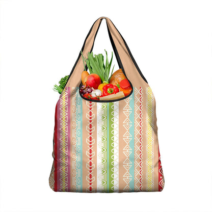 Nigerian Aso Oke African Ethnic Stripes Grocery Bag