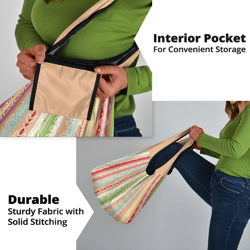 Nigerian Aso Oke African Ethnic Stripes Grocery Bag