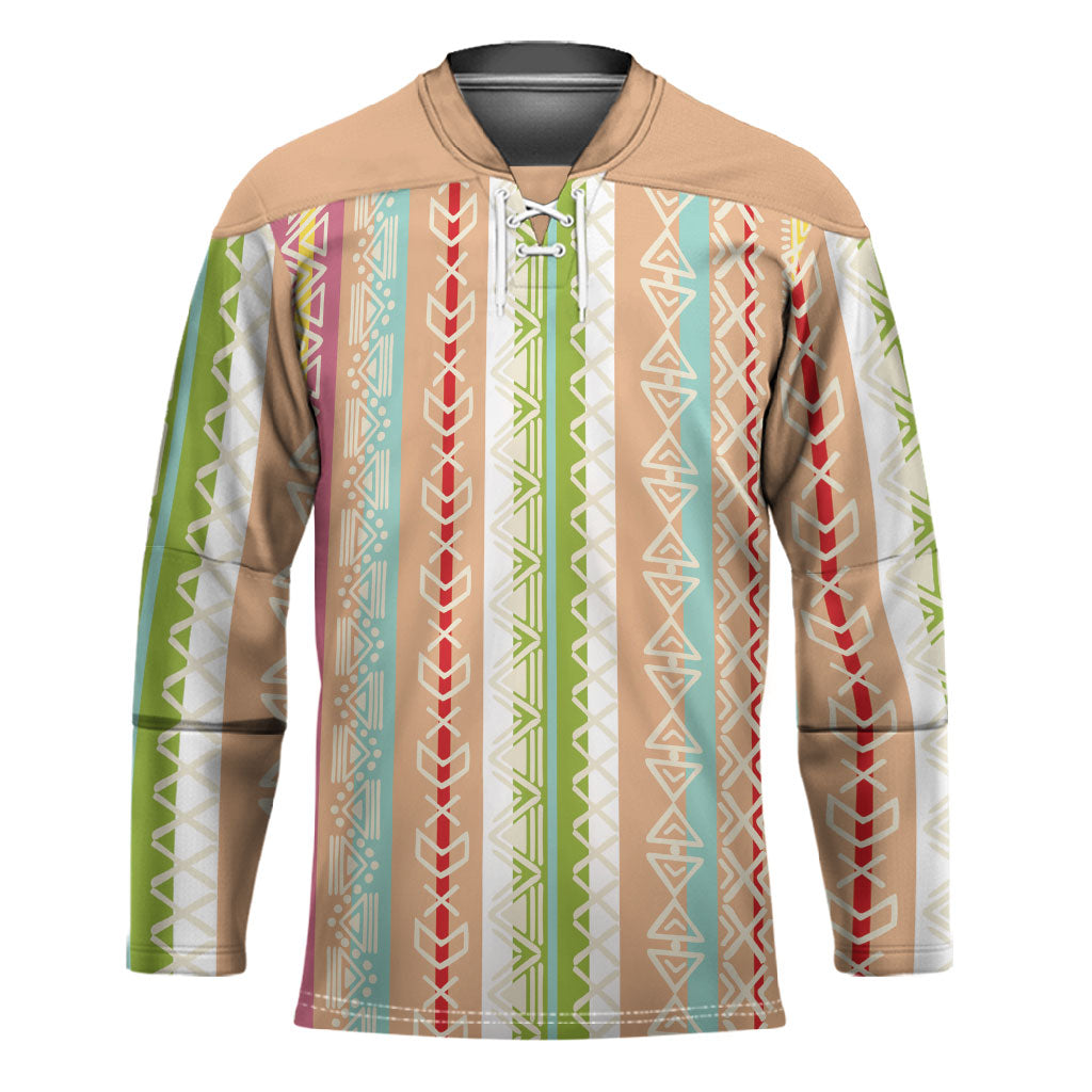 Nigerian Aso Oke African Ethnic Stripes Hockey Jersey