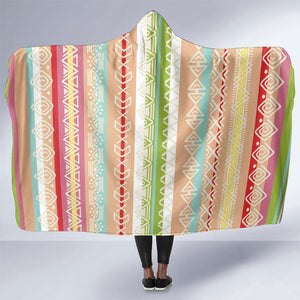 Nigerian Aso Oke African Ethnic Stripes Hooded Blanket