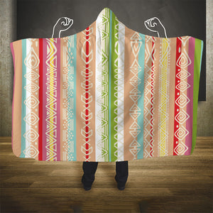 Nigerian Aso Oke African Ethnic Stripes Hooded Blanket