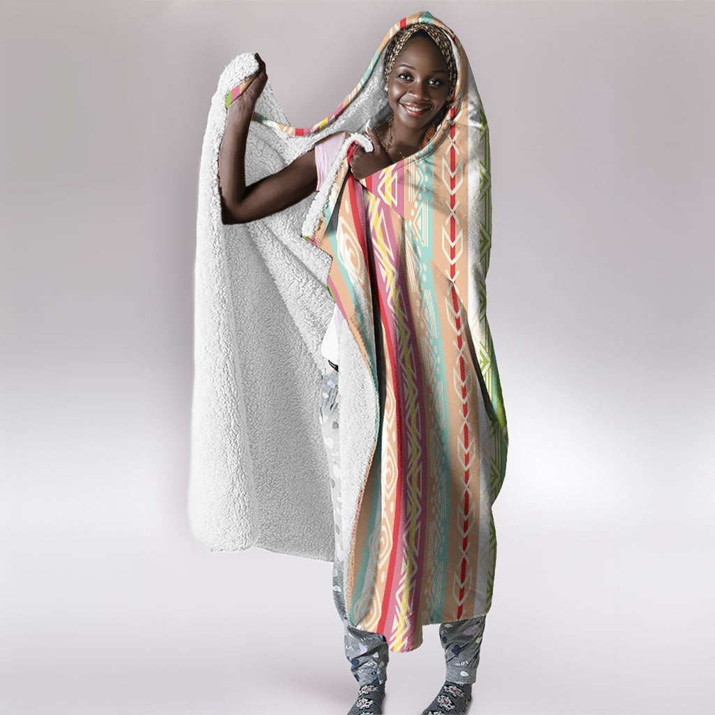 Nigerian Aso Oke African Ethnic Stripes Hooded Blanket