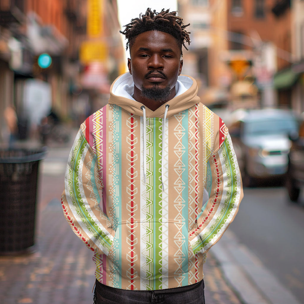 Nigerian Aso Oke African Ethnic Stripes Hoodie