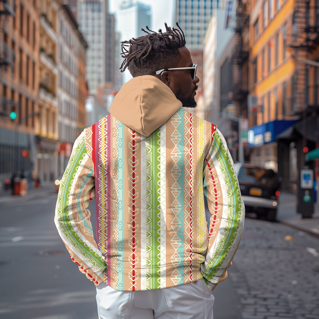 Nigerian Aso Oke African Ethnic Stripes Hoodie