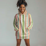 Nigerian Aso Oke African Ethnic Stripes Hoodie Dress