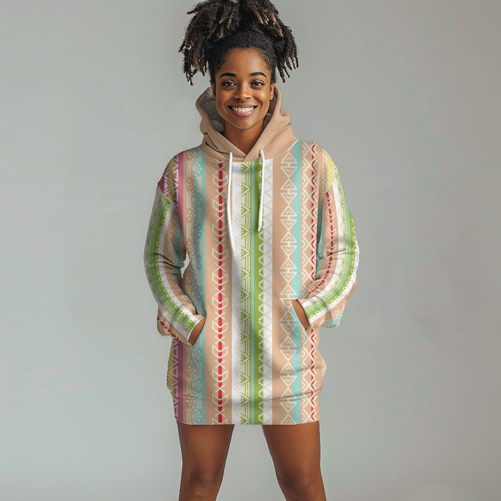 Nigerian Aso Oke African Ethnic Stripes Hoodie Dress