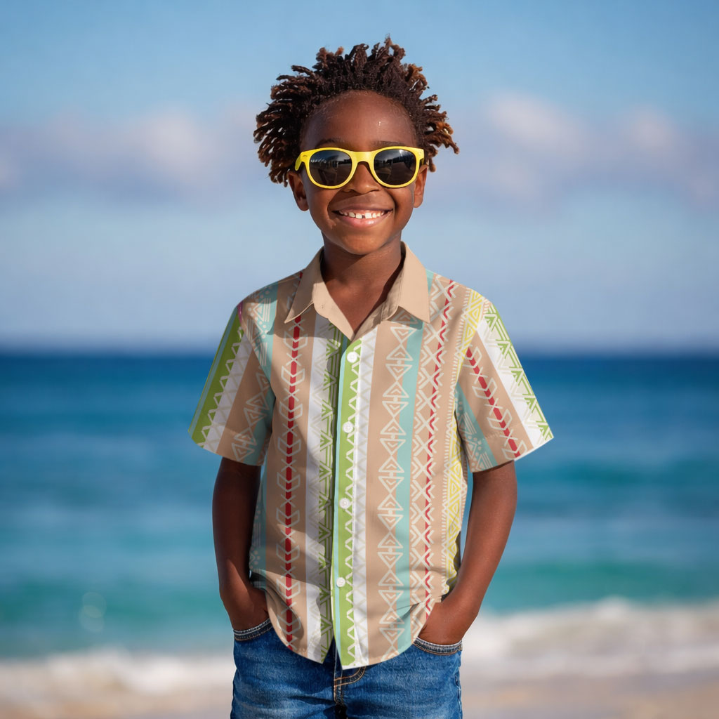 Nigerian Aso Oke African Ethnic Stripes Kid Hawaiian Shirt