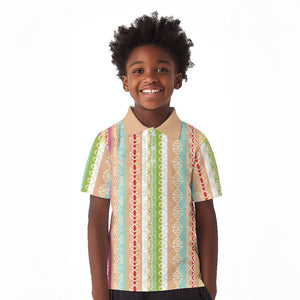 Nigerian Aso Oke African Ethnic Stripes Kid Polo Shirt