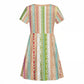 Nigerian Aso Oke African Ethnic Stripes Kid Short Sleeve Dress