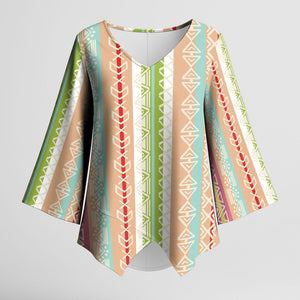 Nigerian Aso Oke African Ethnic Stripes Kimono Sleeve Blouse