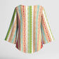 Nigerian Aso Oke African Ethnic Stripes Kimono Sleeve Blouse