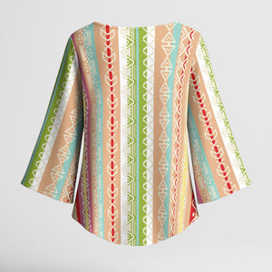 Nigerian Aso Oke African Ethnic Stripes Kimono Sleeve Blouse