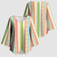 Nigerian Aso Oke African Ethnic Stripes Kimono Sleeve Blouse
