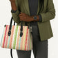 Nigerian Aso Oke African Ethnic Stripes Leather Bag