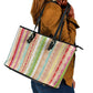 Nigerian Aso Oke African Ethnic Stripes Leather Tote Bag