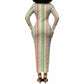 Nigerian Aso Oke African Ethnic Stripes Long Sleeve Bodycon Dress