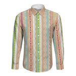 Nigerian Aso Oke African Ethnic Stripes Long Sleeve Button Shirt