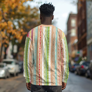 Nigerian Aso Oke African Ethnic Stripes Long Sleeve Shirt