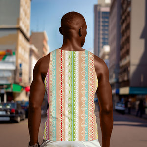 Nigerian Aso Oke African Ethnic Stripes Men Tank Top