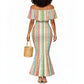 Nigerian Aso Oke African Ethnic Stripes Mermaid Dress