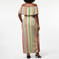 Nigerian Aso Oke African Ethnic Stripes Off Shoulder Maxi Dress