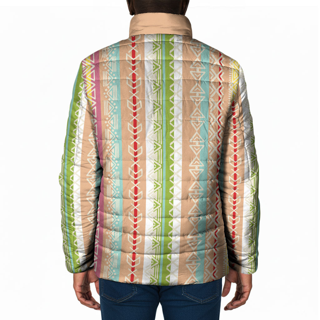 Nigerian Aso Oke African Ethnic Stripes Padded Jacket