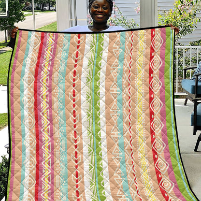 Nigerian Aso Oke African Ethnic Stripes Quilt