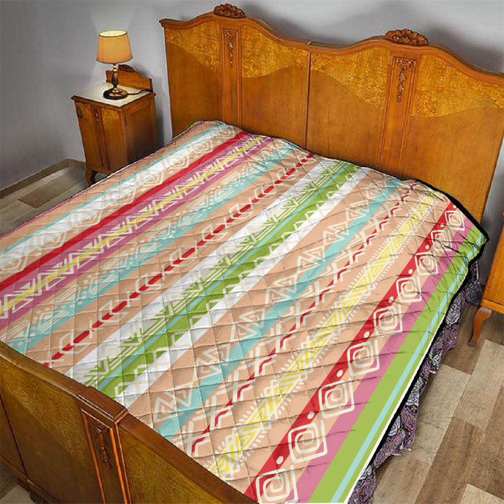 Nigerian Aso Oke African Ethnic Stripes Quilt
