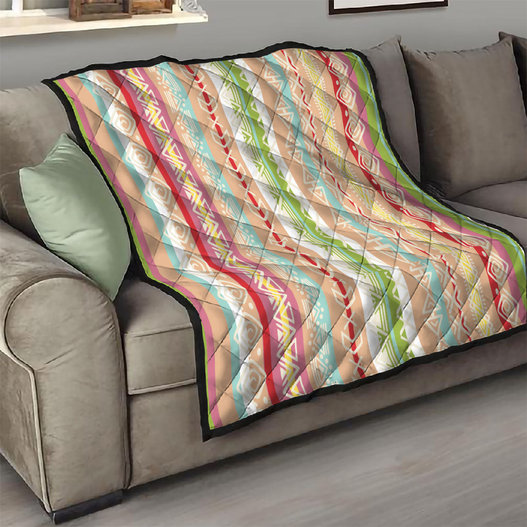 Nigerian Aso Oke African Ethnic Stripes Quilt