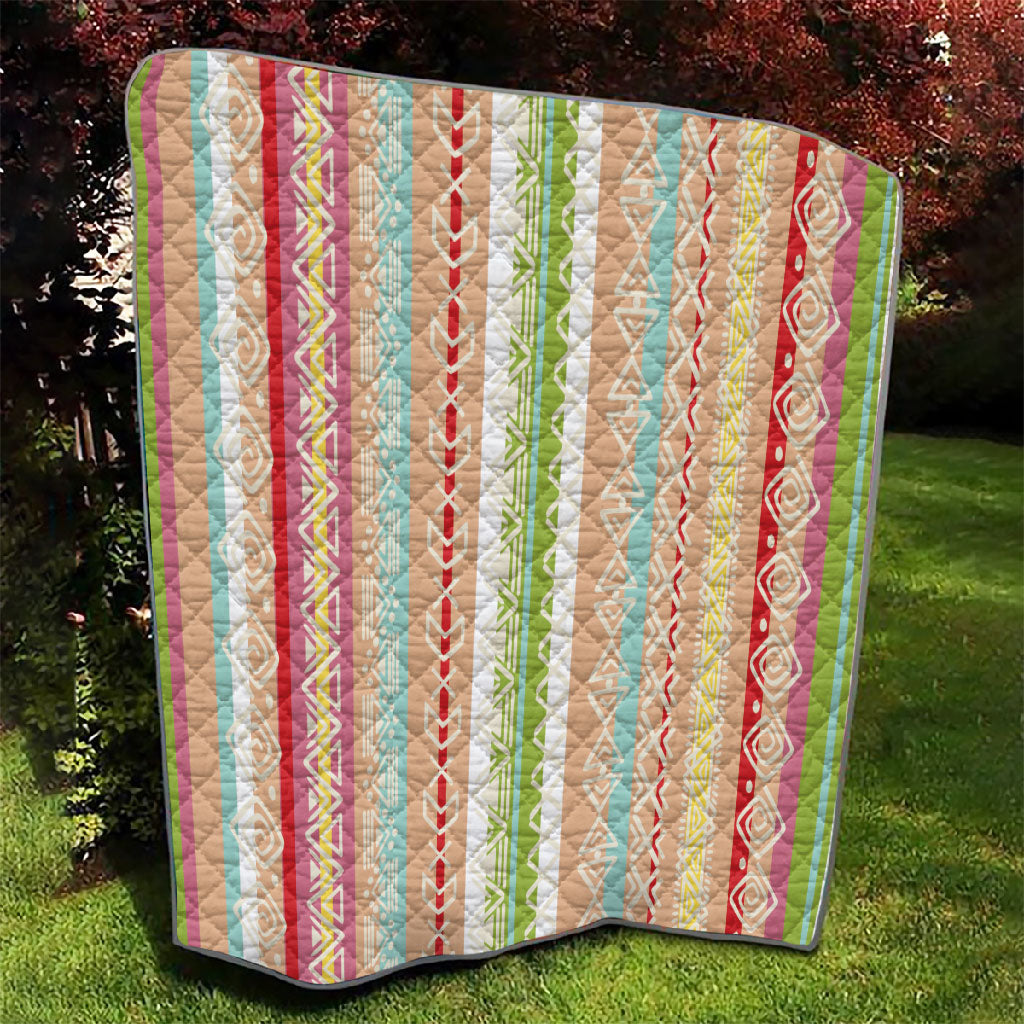 Nigerian Aso Oke African Ethnic Stripes Quilt