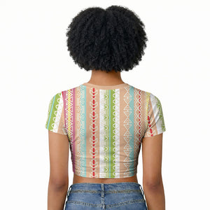 Nigerian Aso Oke African Ethnic Stripes Raglan Cropped T shirt