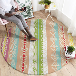 Nigerian Aso Oke African Ethnic Stripes Round Carpet