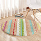 Nigerian Aso Oke African Ethnic Stripes Round Carpet